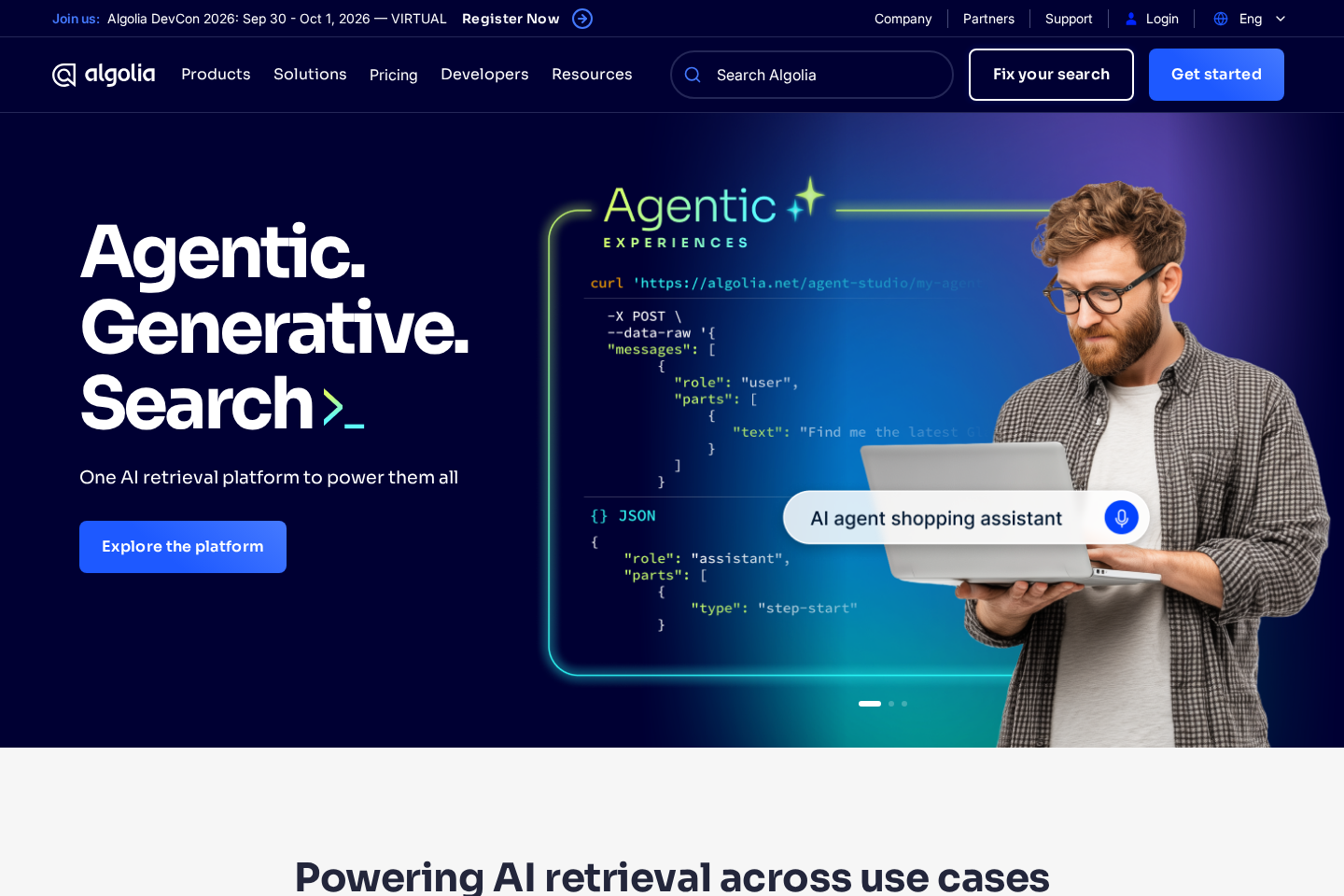 Algolia website preview