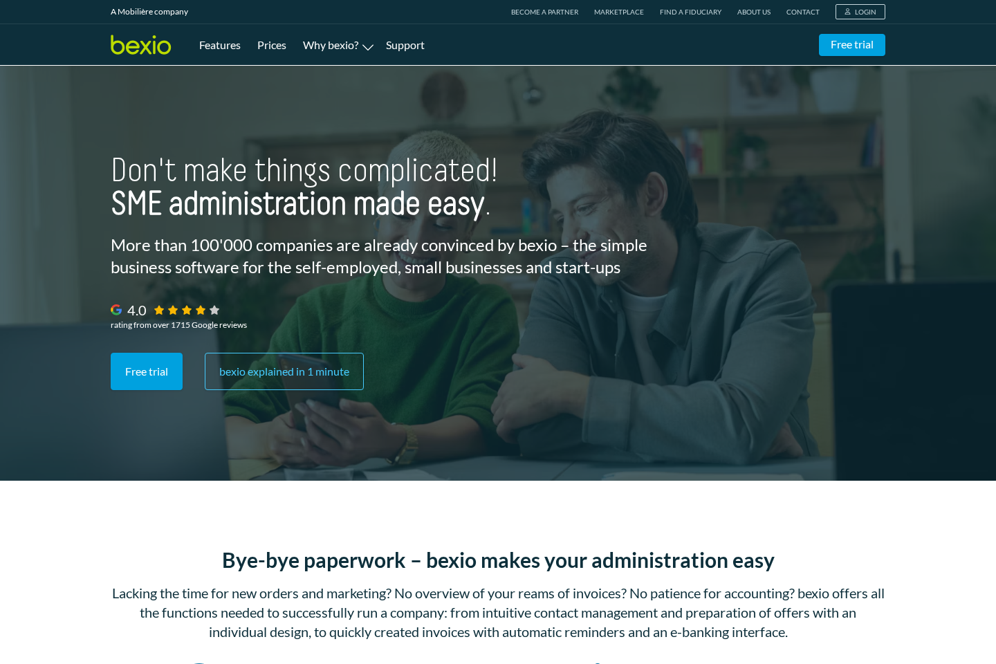 bexio website preview