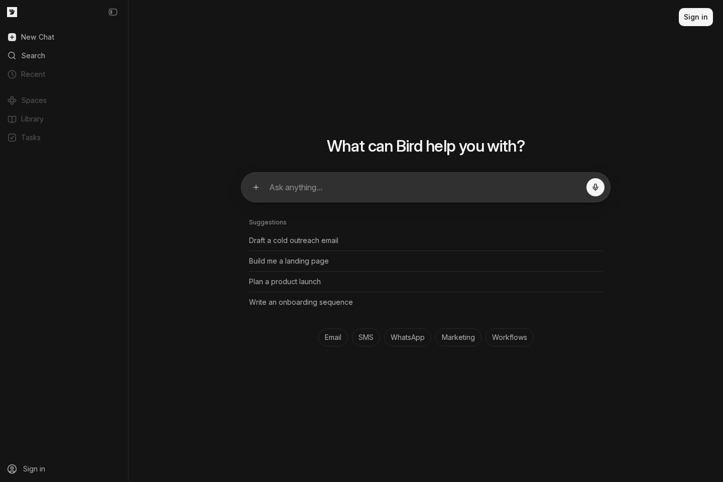 Bird website preview