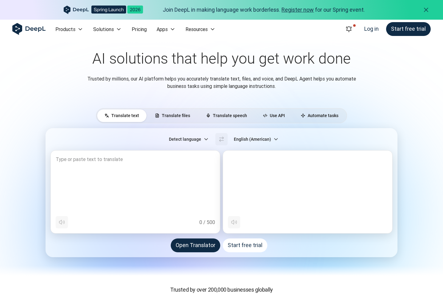 DeepL website preview