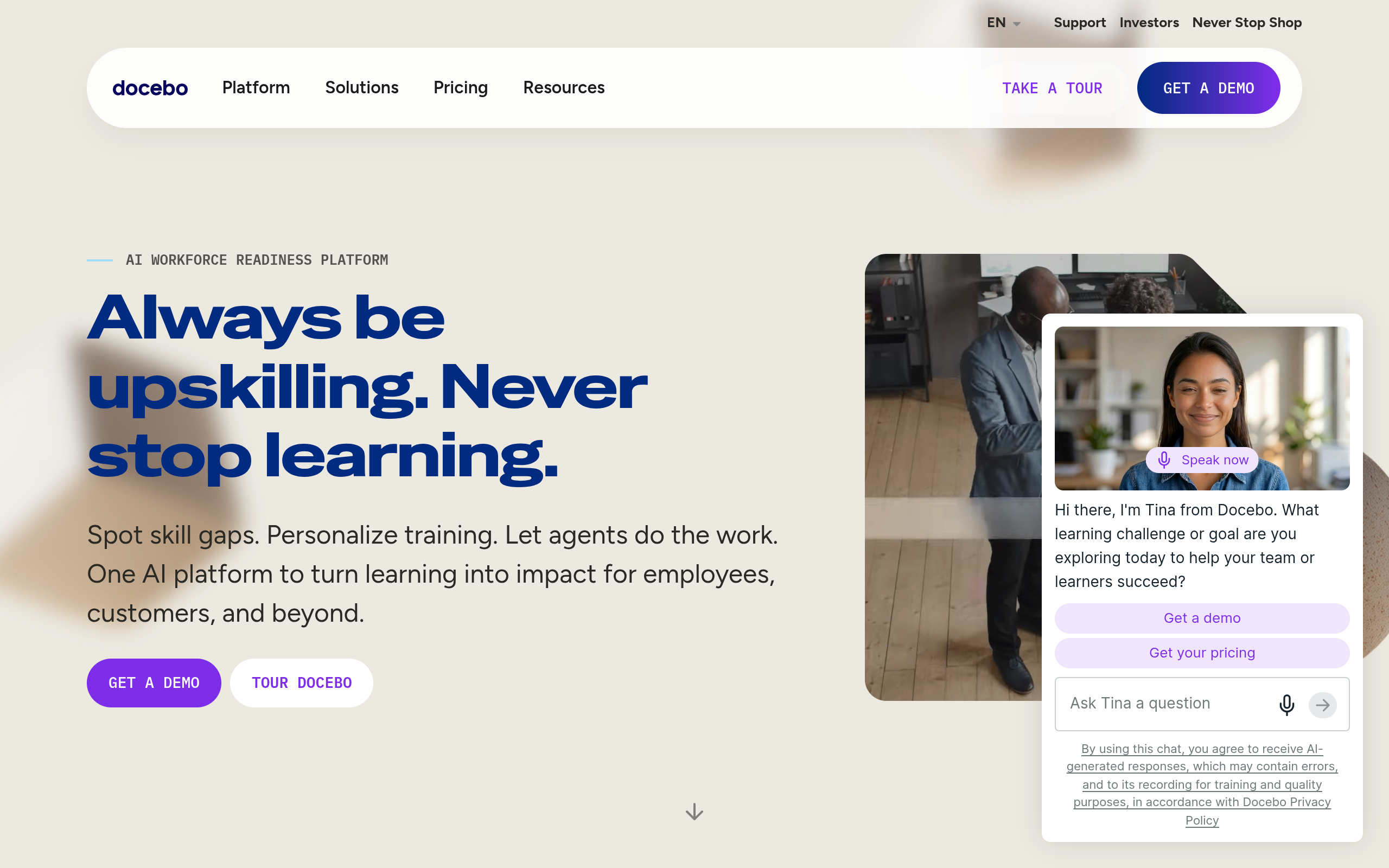 Docebo website preview