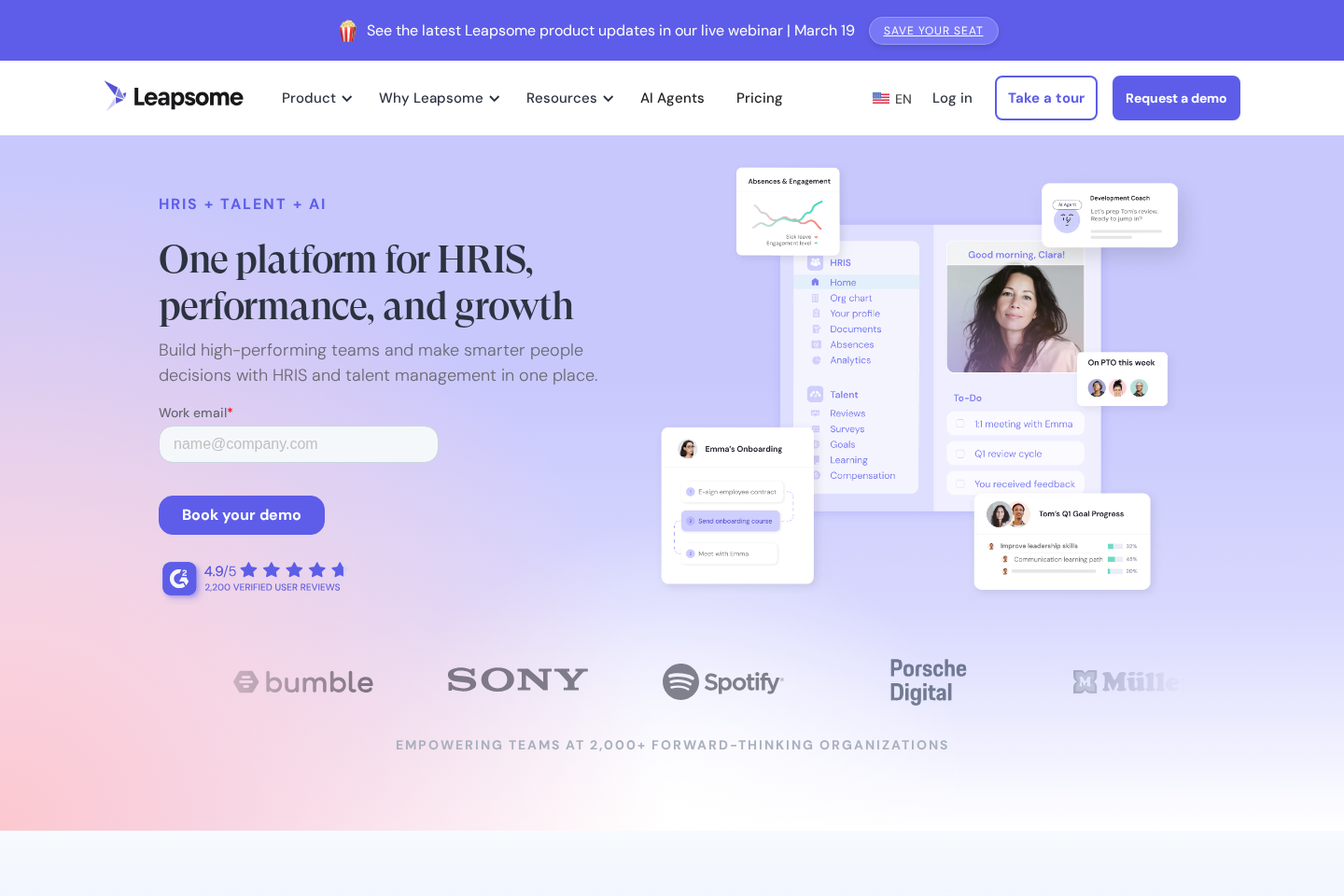 Leapsome website preview