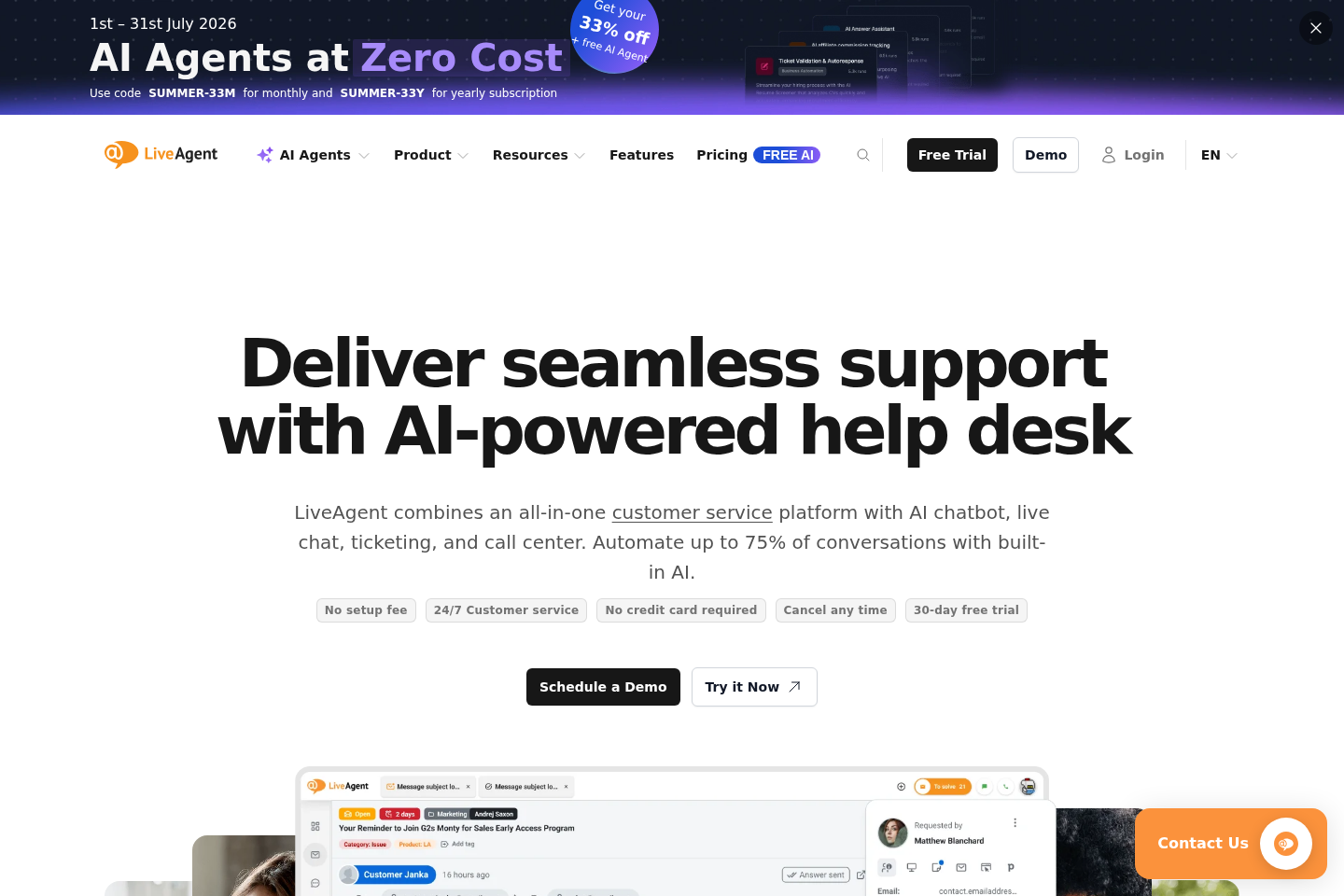 LiveAgent website preview