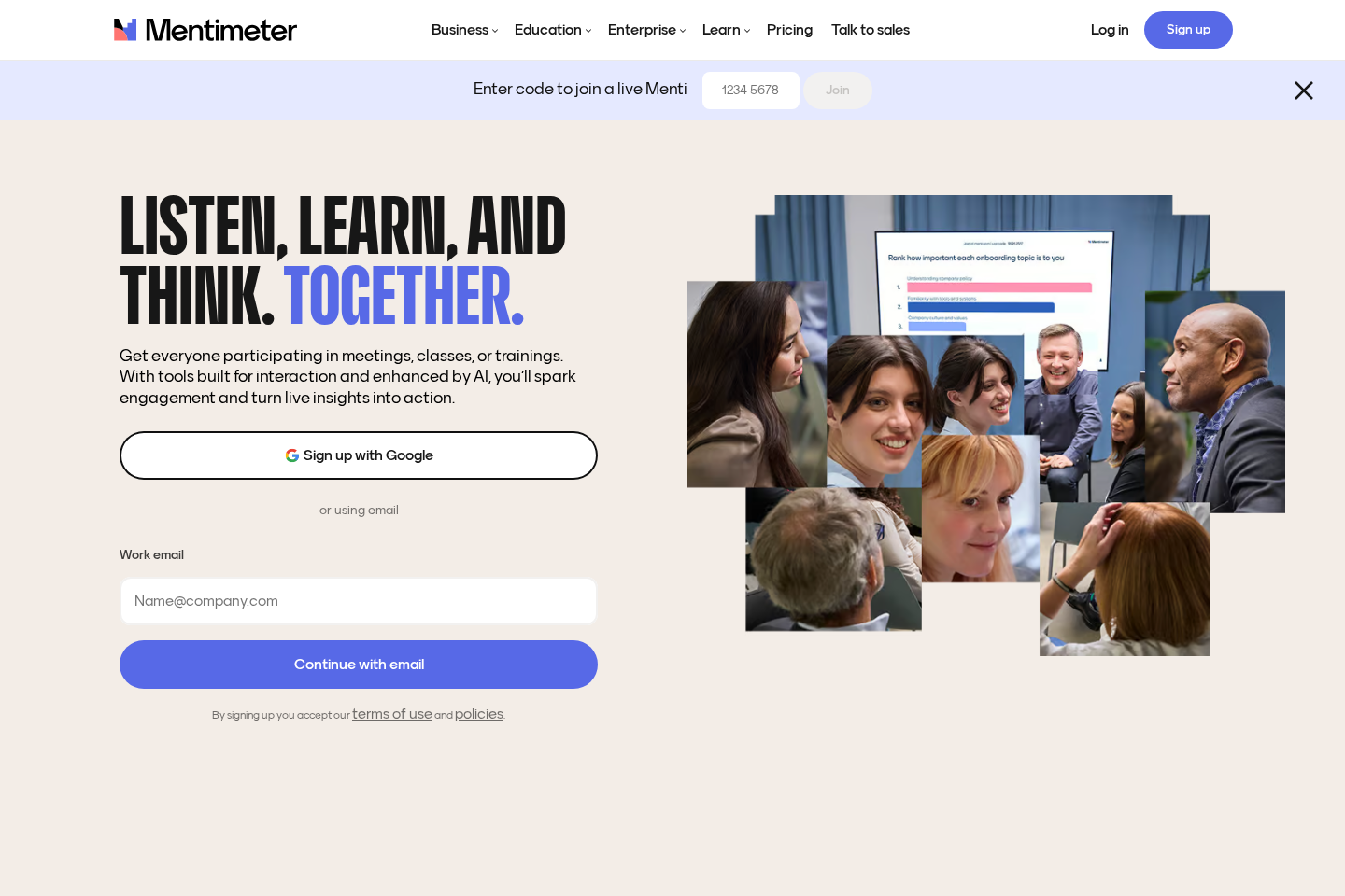 Mentimeter website preview
