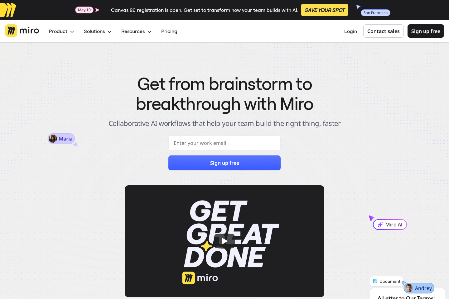 Miro website preview