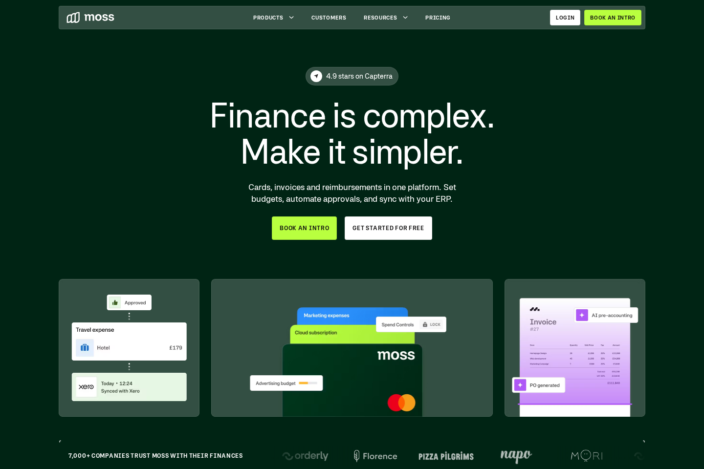 Moss website preview
