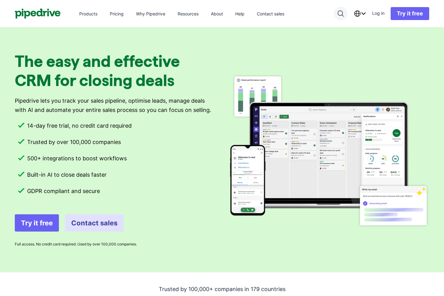 Pipedrive website preview