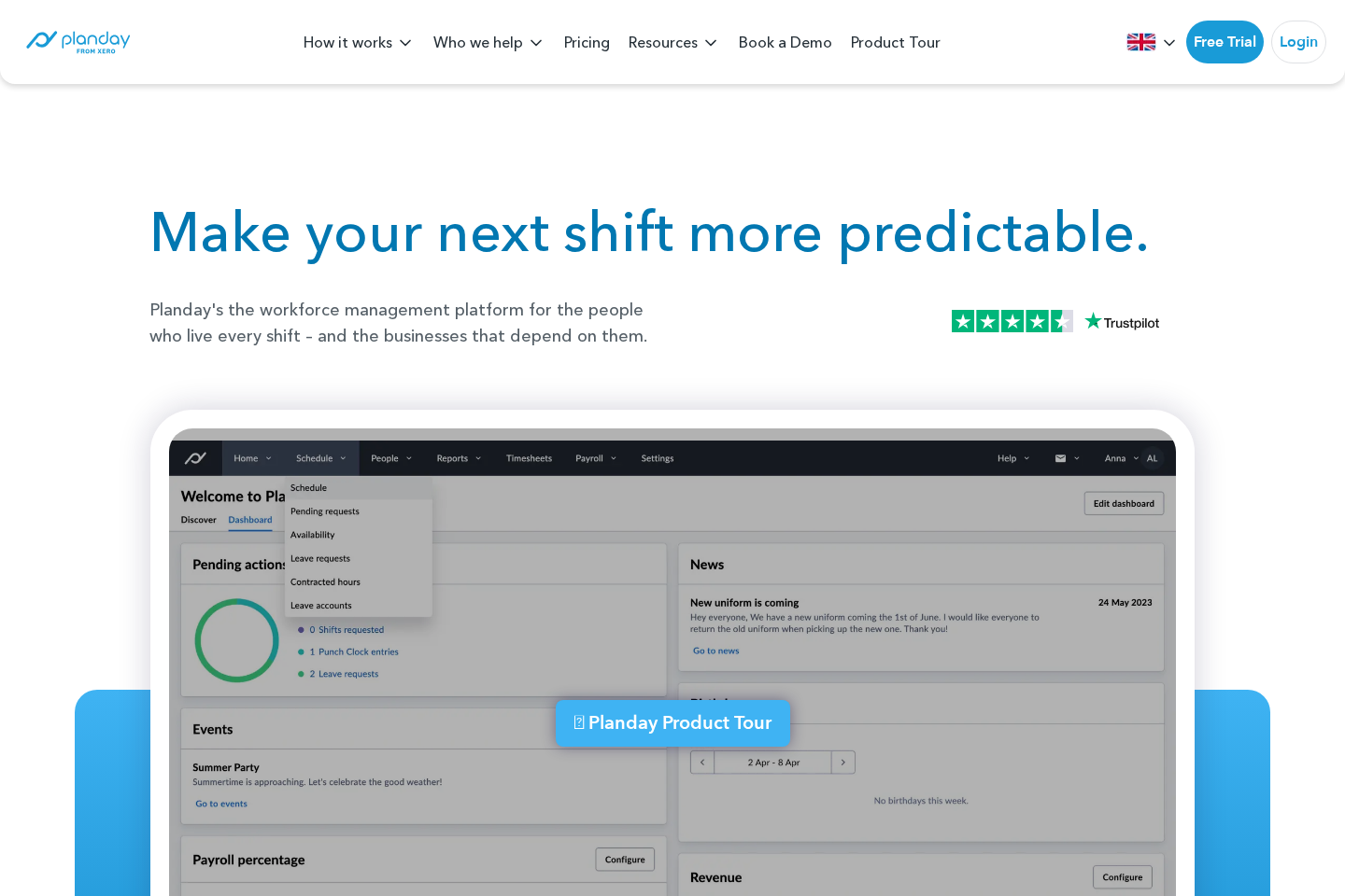 Planday website preview