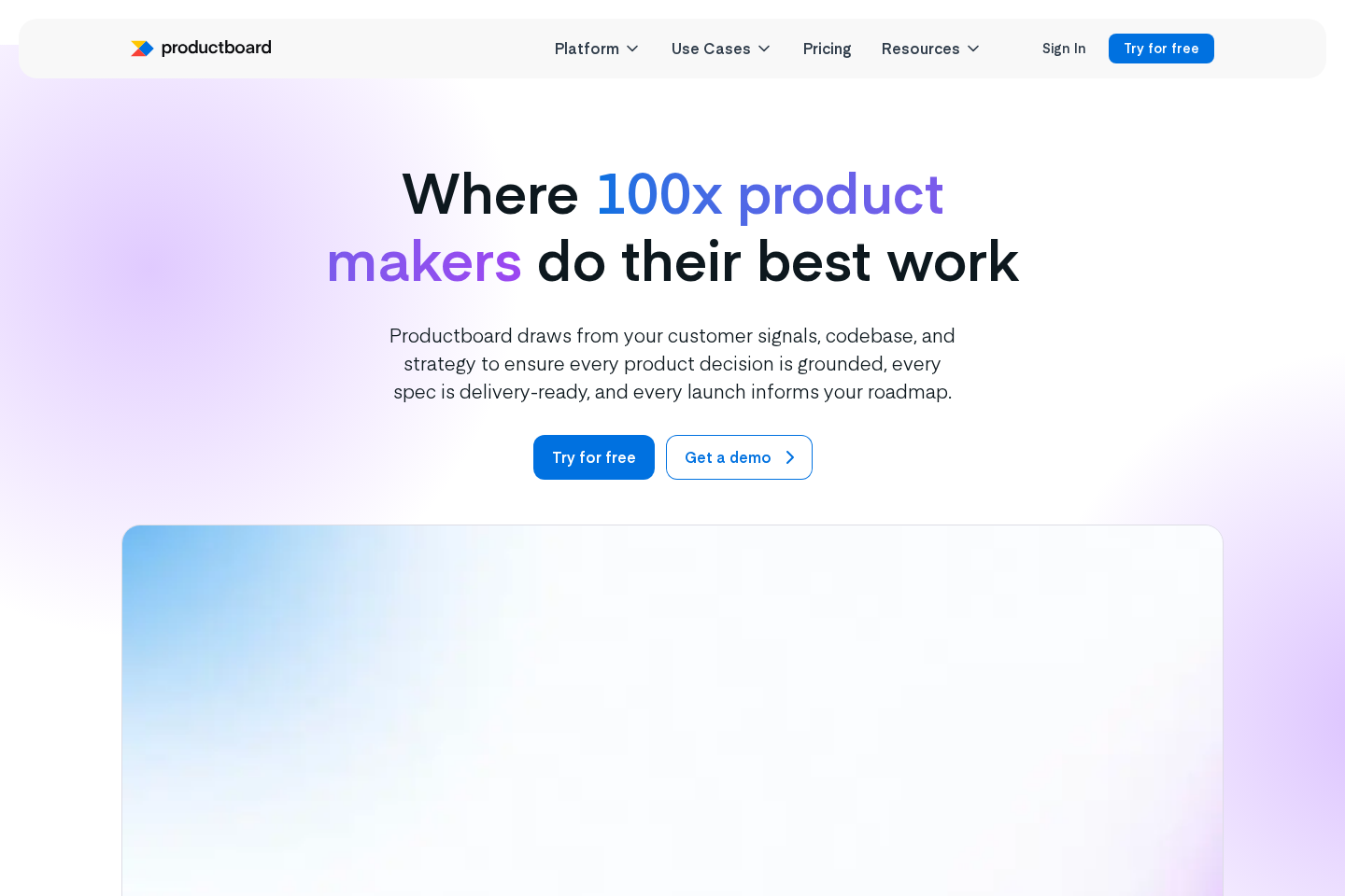 Productboard website preview