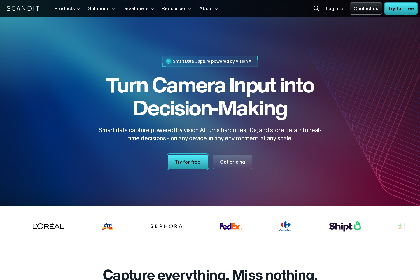 Scandit website preview