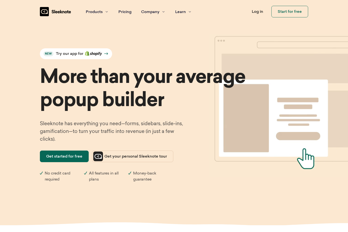Sleeknote website preview