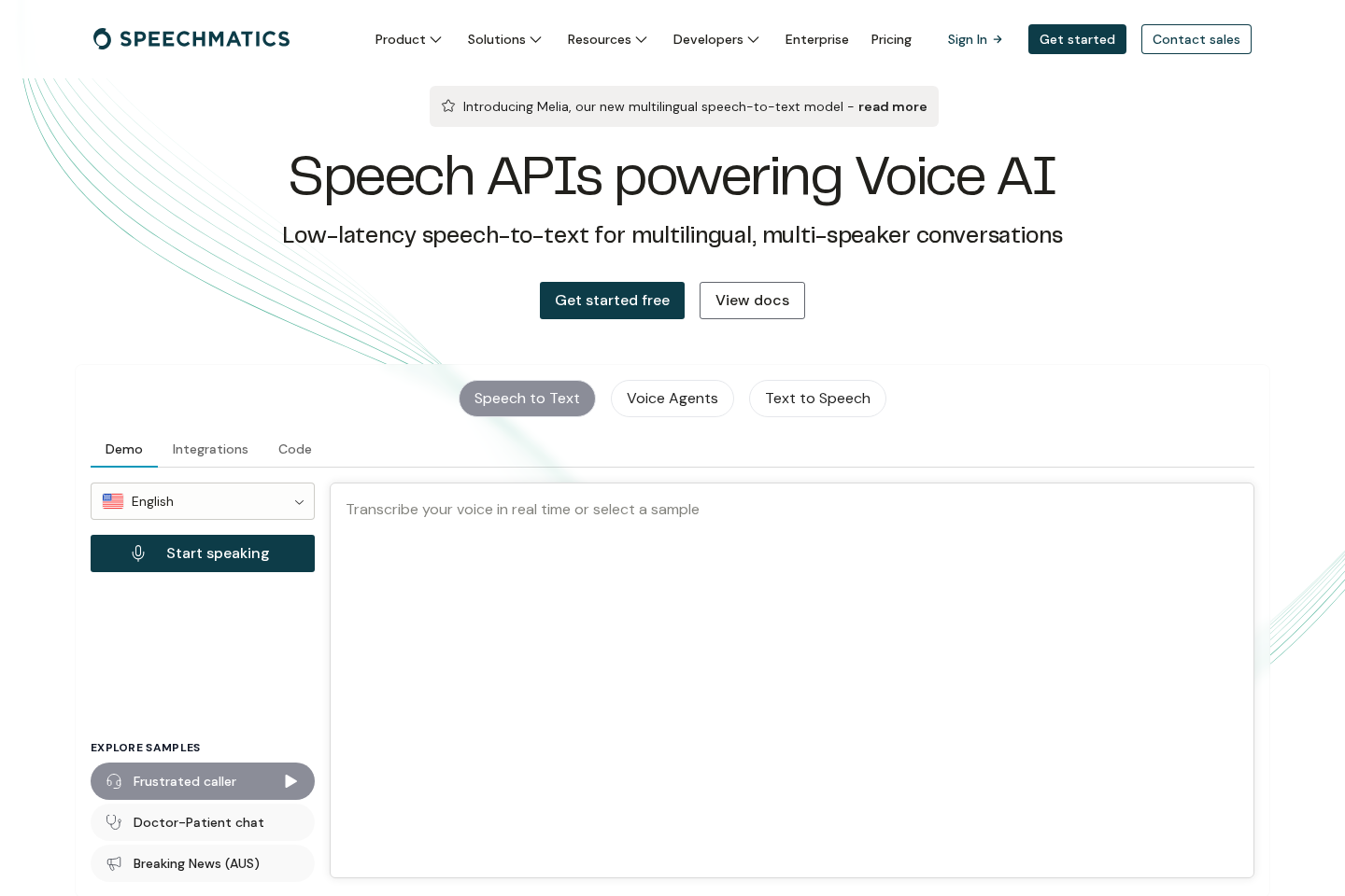 Speechmatics website preview