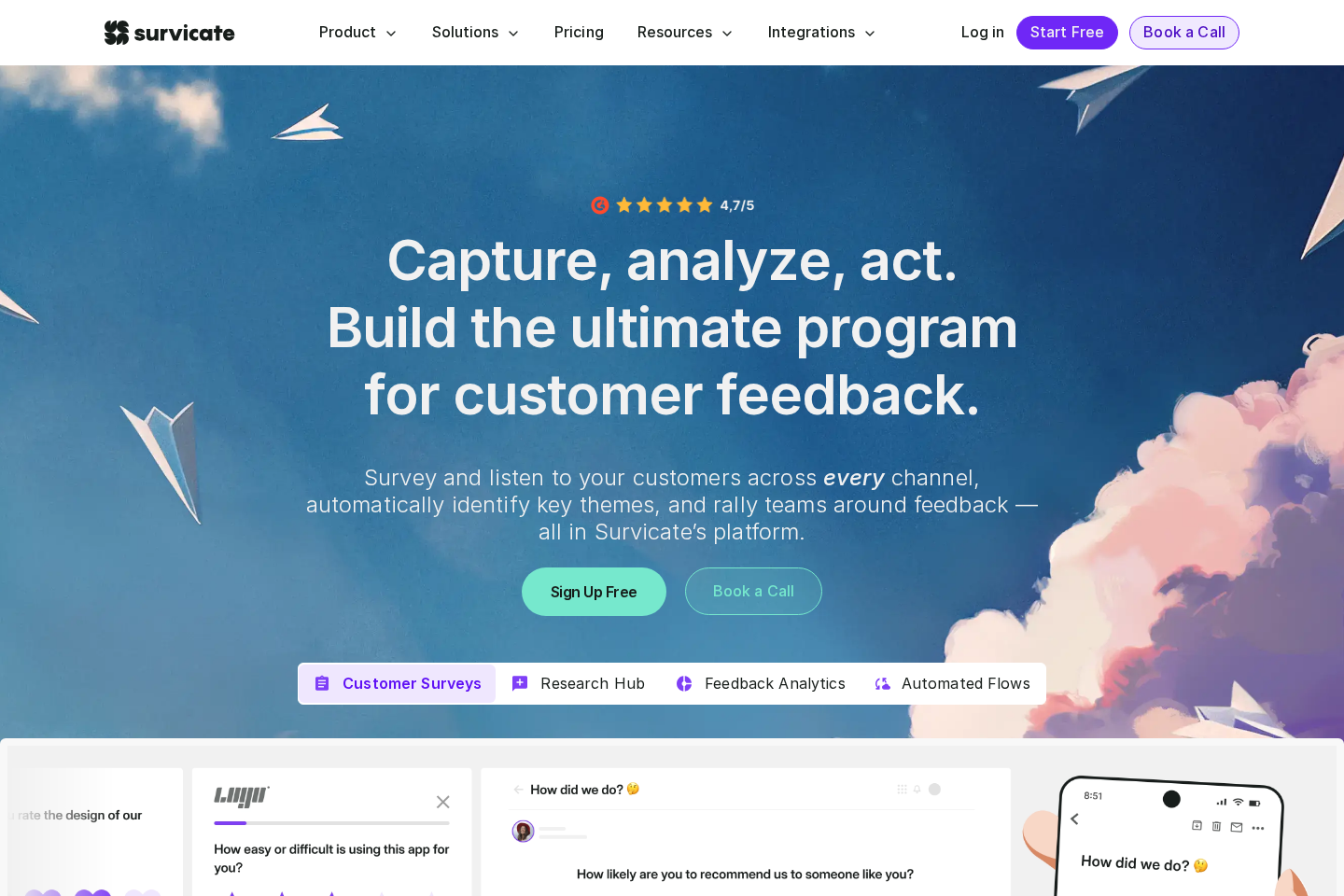 Survicate website preview