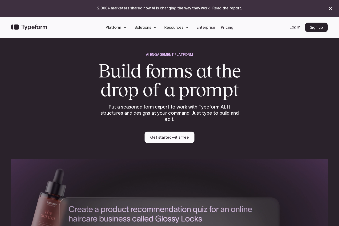 Typeform website preview
