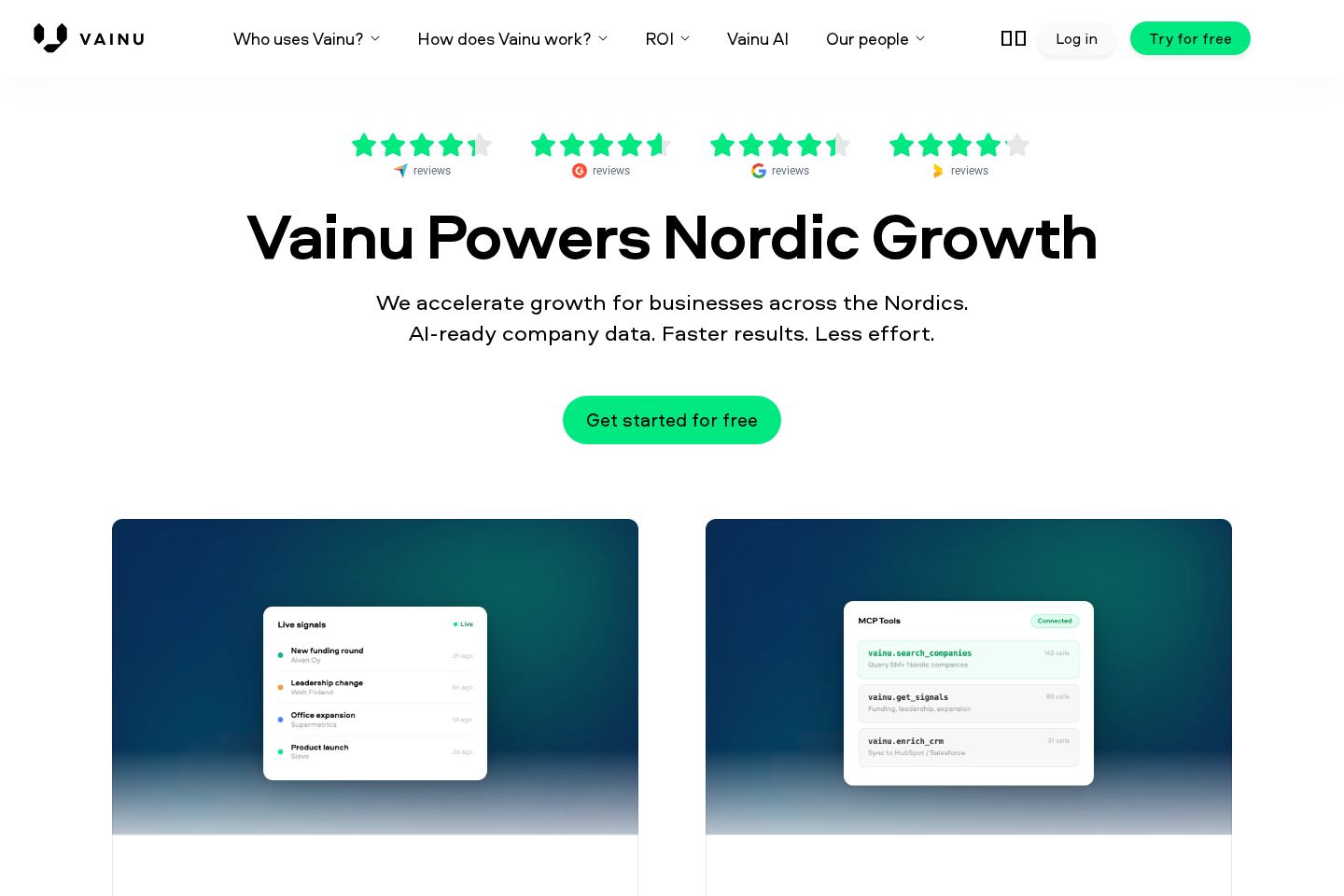 Vainu website preview