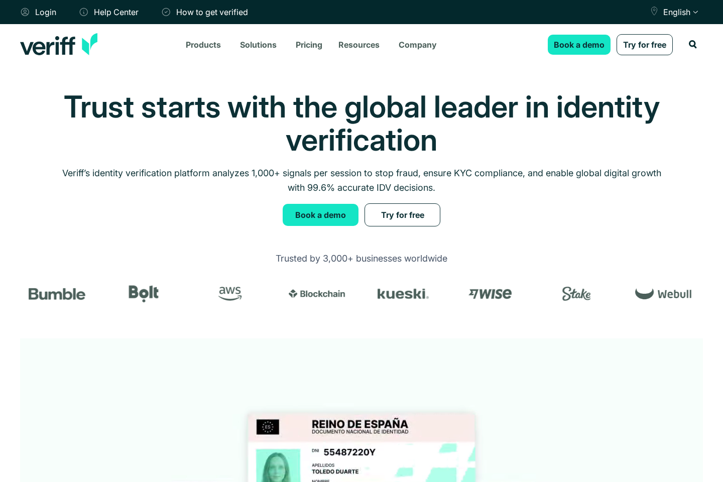 Veriff website preview